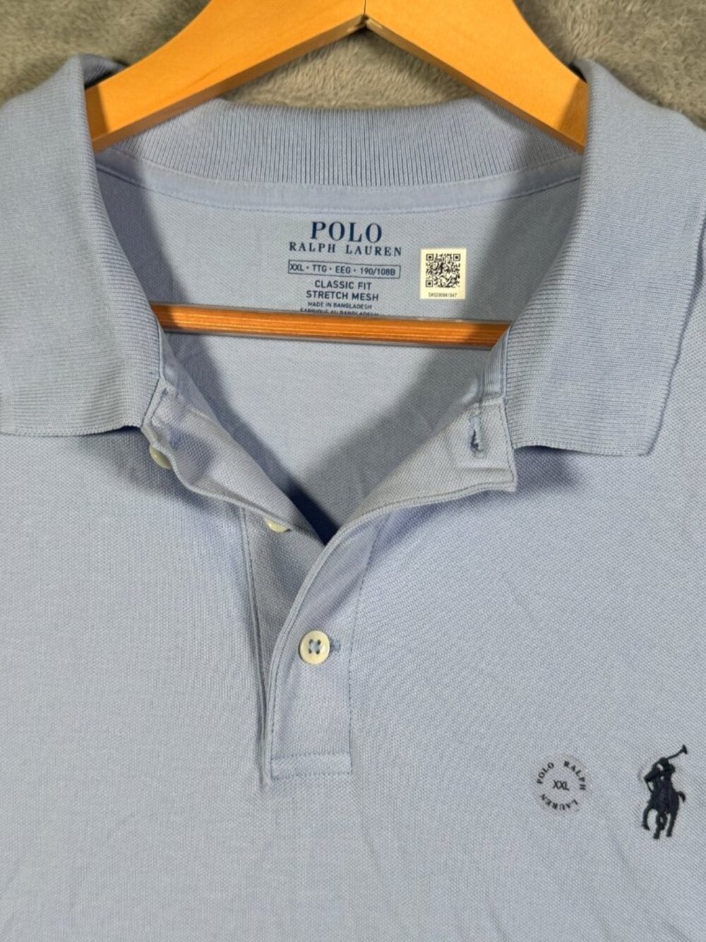 Polo Ralph Lauren Shirt Mens XXL Blue Classic Fit Stretch Mesh Short Sleeve $118